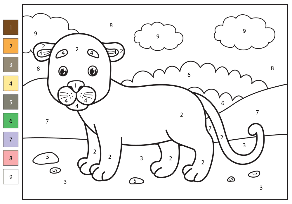 Cougar Color By Number Coloring Page Md Coloring Page — Free Printable — free printable coloring page